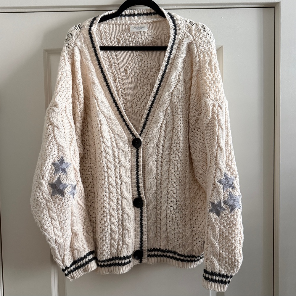 Authentic Taylor Swift Official Folklore Cardigan Cream Chunky Cable Knit M/L